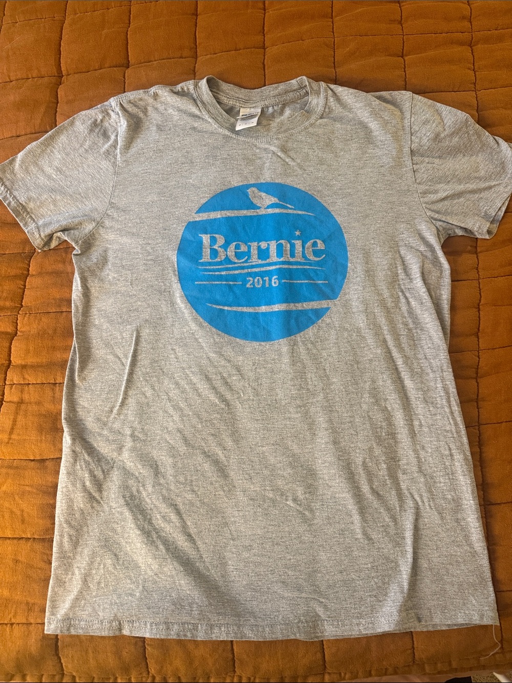 *BOGO* Bernie 2016 Short Sleeve Graphic Tee - Gray with Blue Logo
